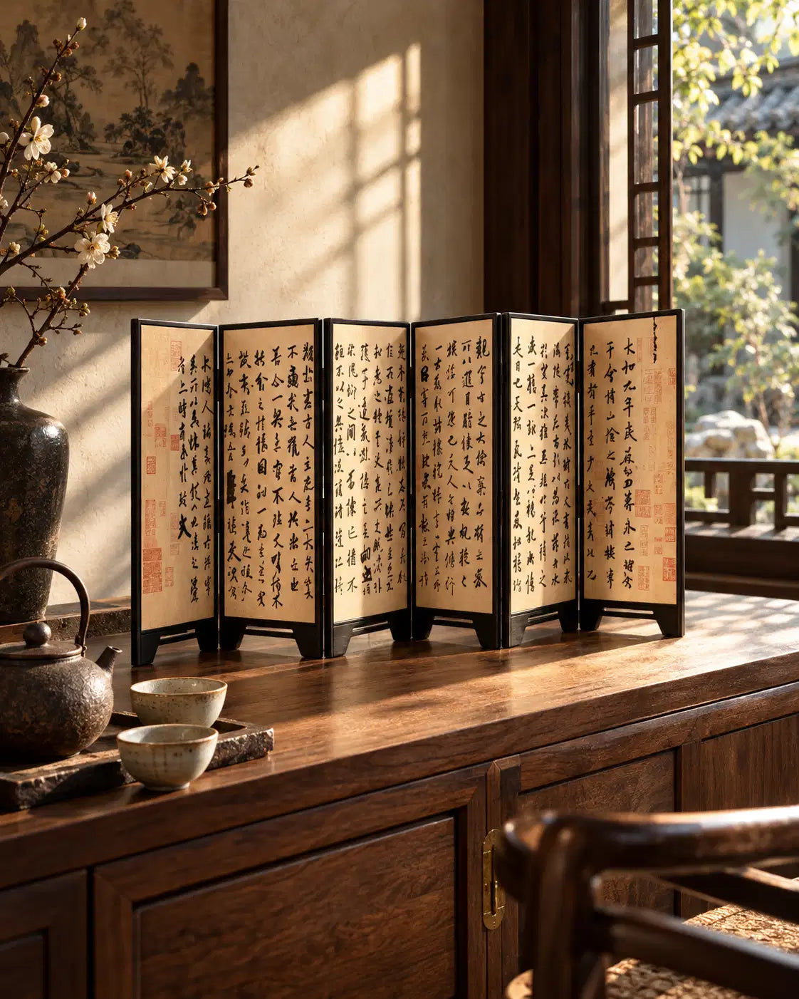 Shumo Calligraphy Folding Screen