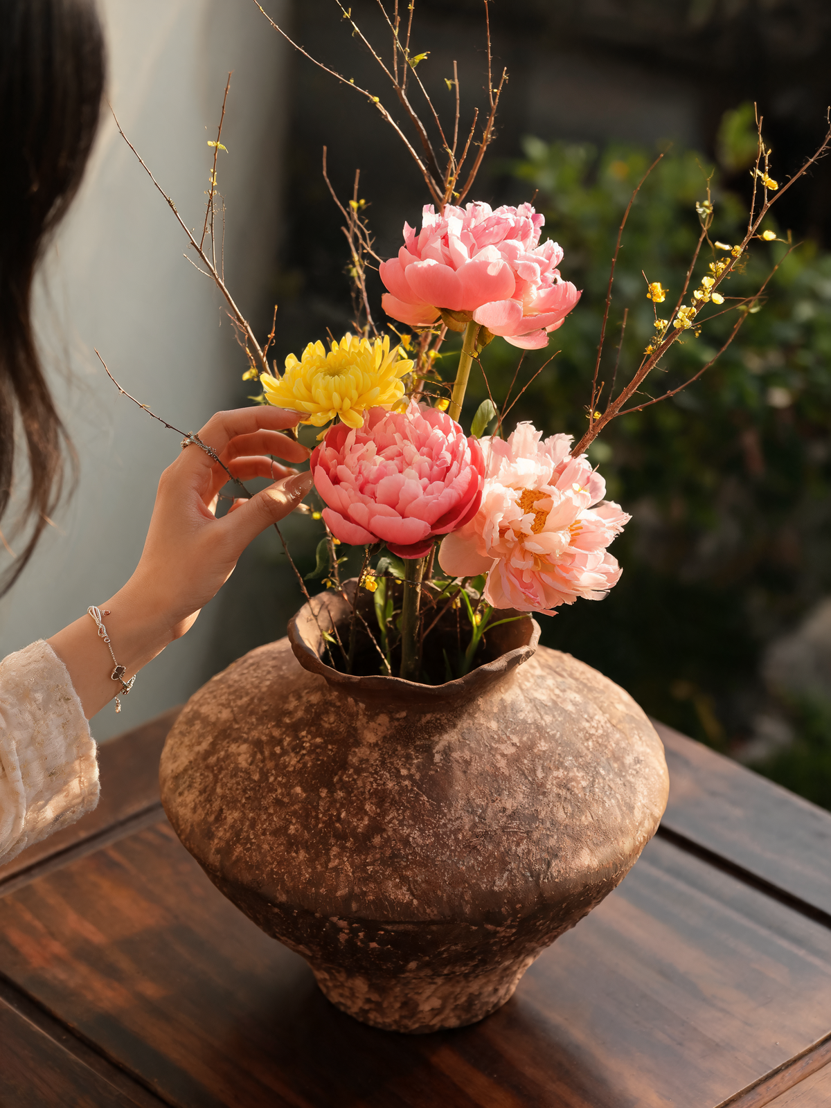 Fengxi Earth Vase softly irregular rim and flared neck