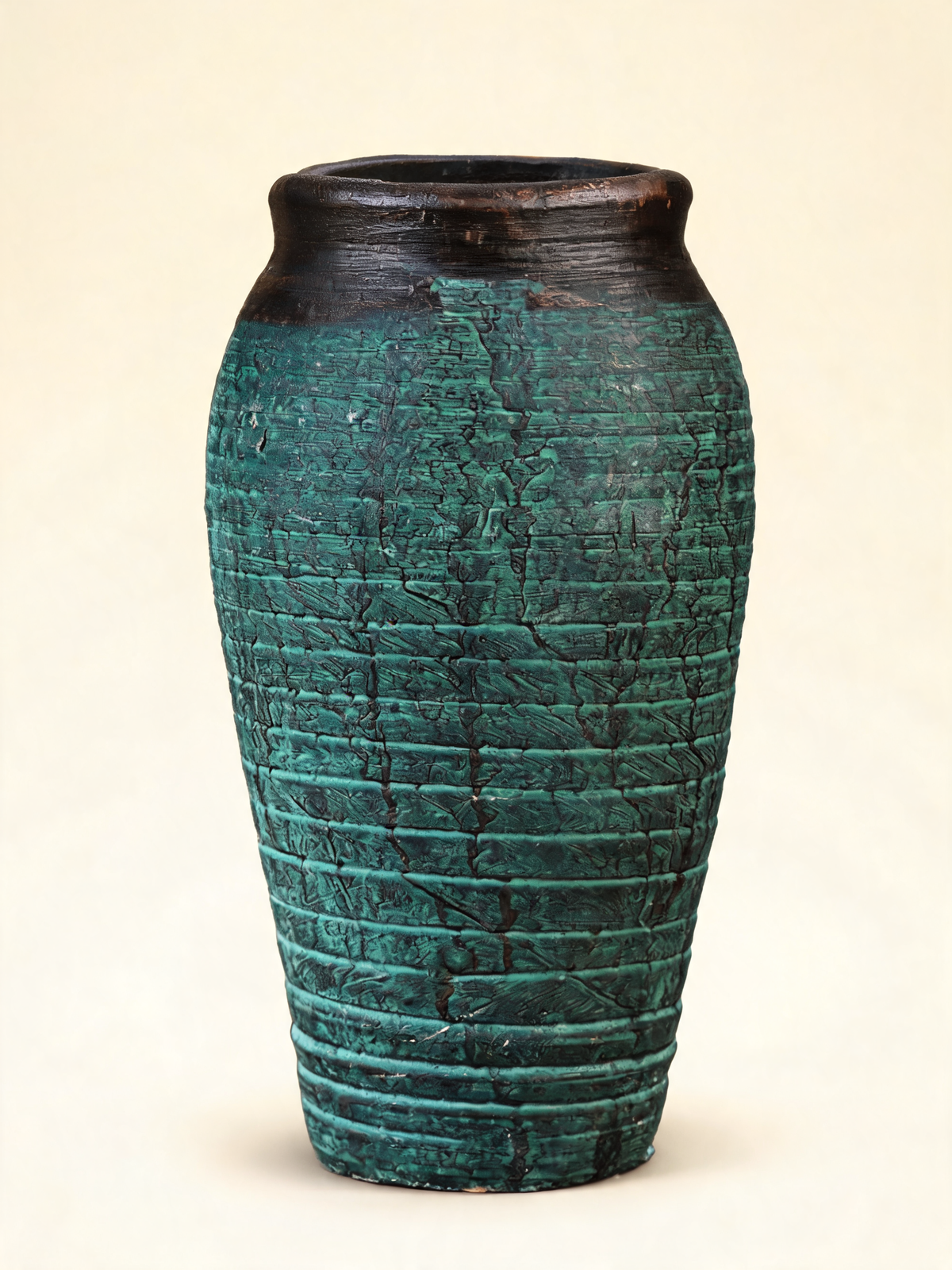 Jade Patina Vessel ceramic vase with aged green patinated glaze