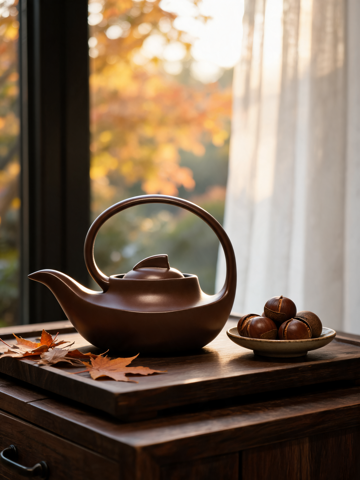 Liu Shui Teapot rounded lower body and unglazed clay surface