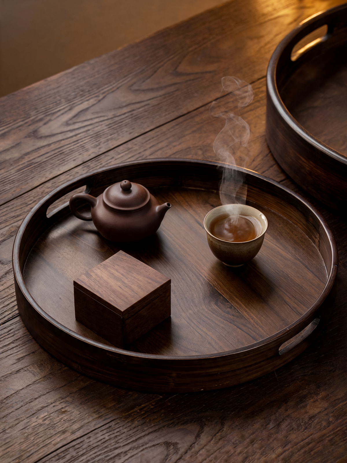 Natural Bamboo Round Tray round serving tray for tea and table use