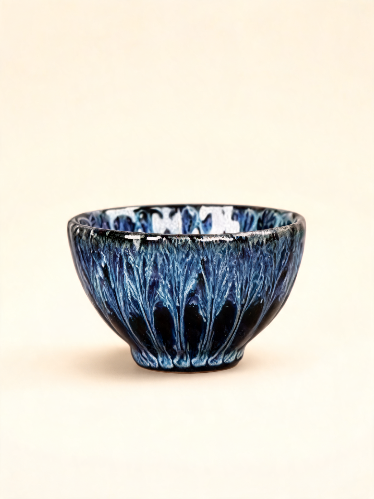 Nebula Bloom Cup in deep midnight blue kiln change porcelain