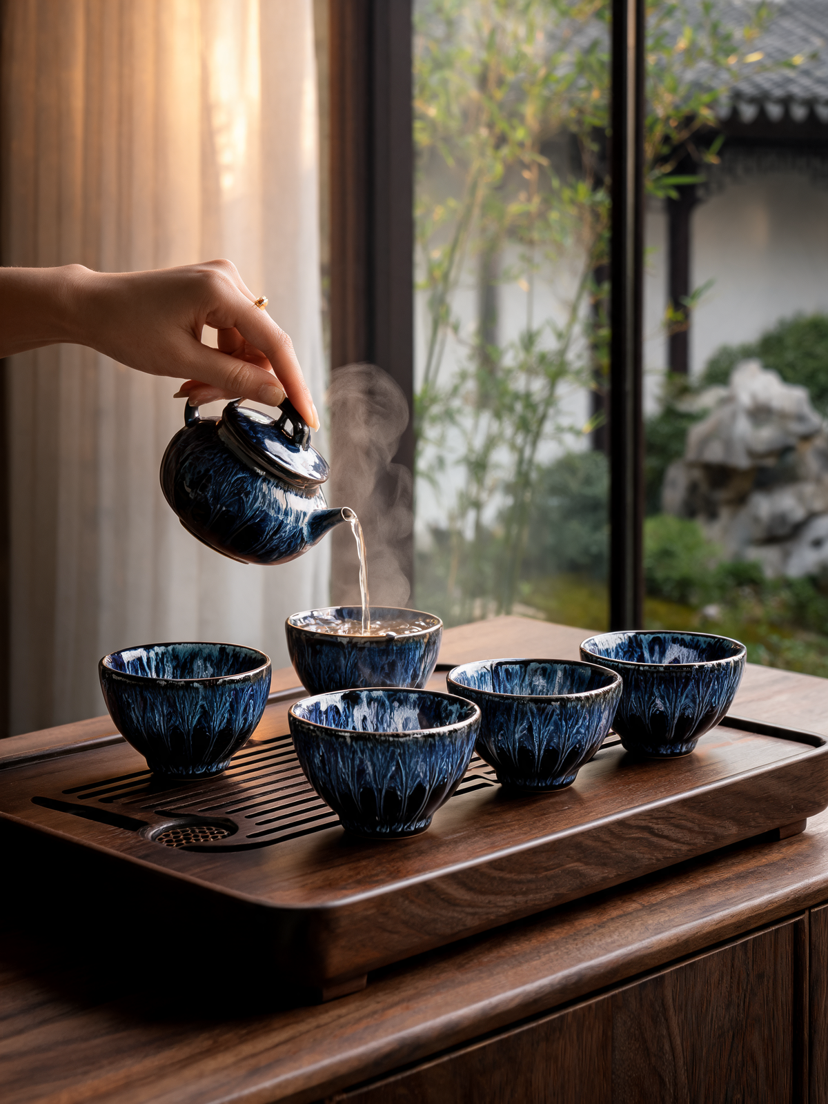 Nebula Bloom Cup high temperature fired porcelain surface