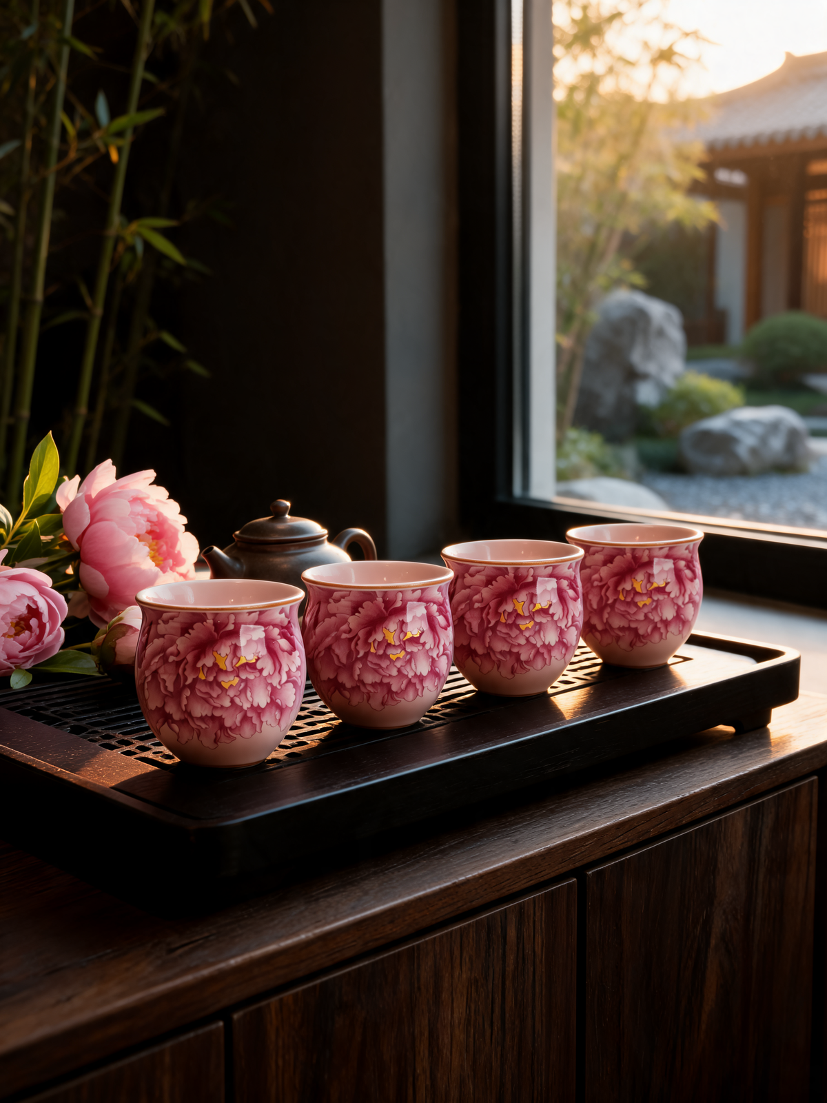 Peony Bloom Cup 100 ml gongfu porcelain cup from Dehua