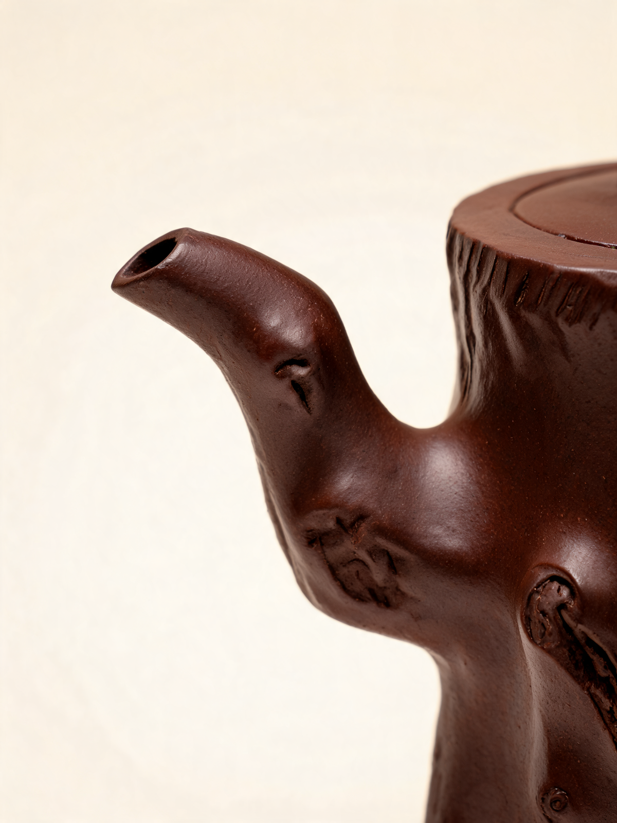 Shuzhuang teapot animal figure and branch detail