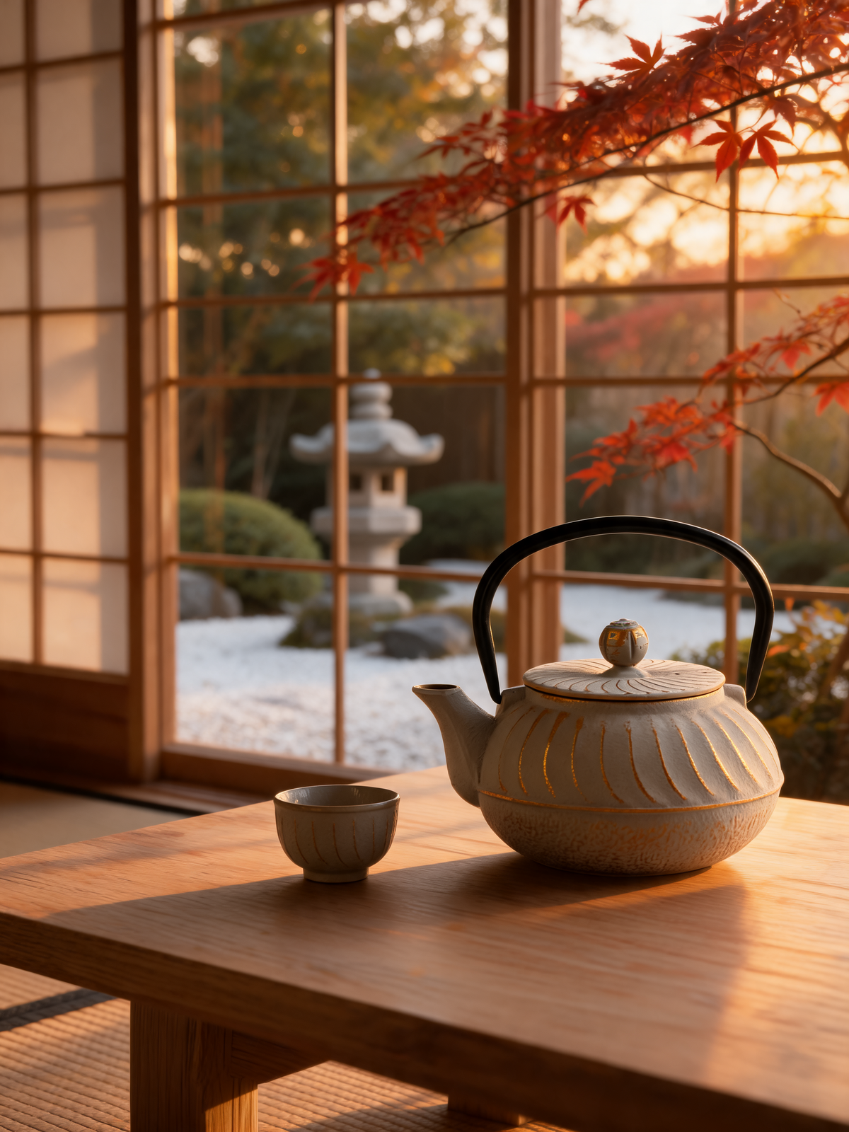 Detail of the golden spiral design on the Uzu teapot