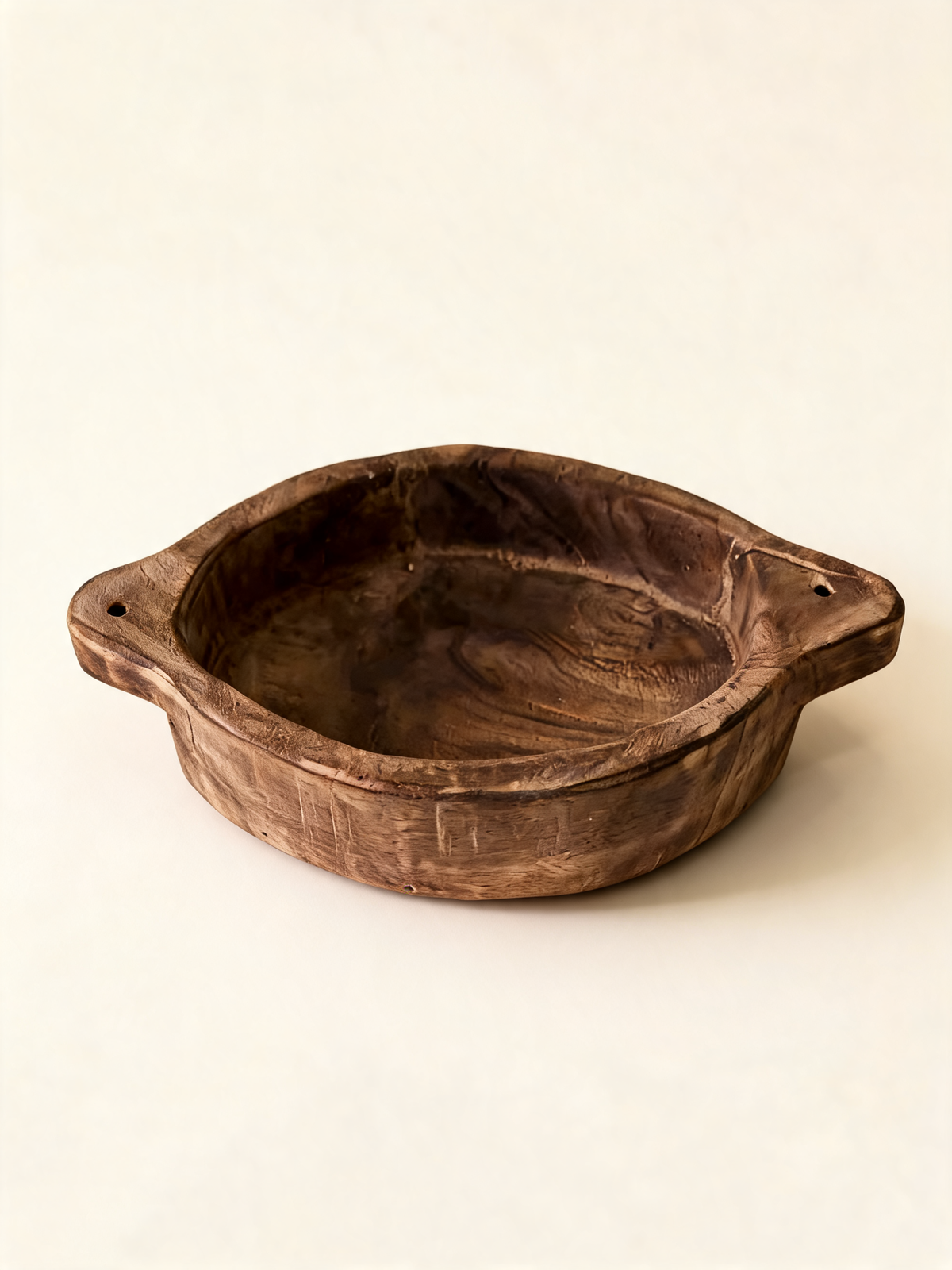 Yun Bowl carved from solid paulownia with carbonized aged finish